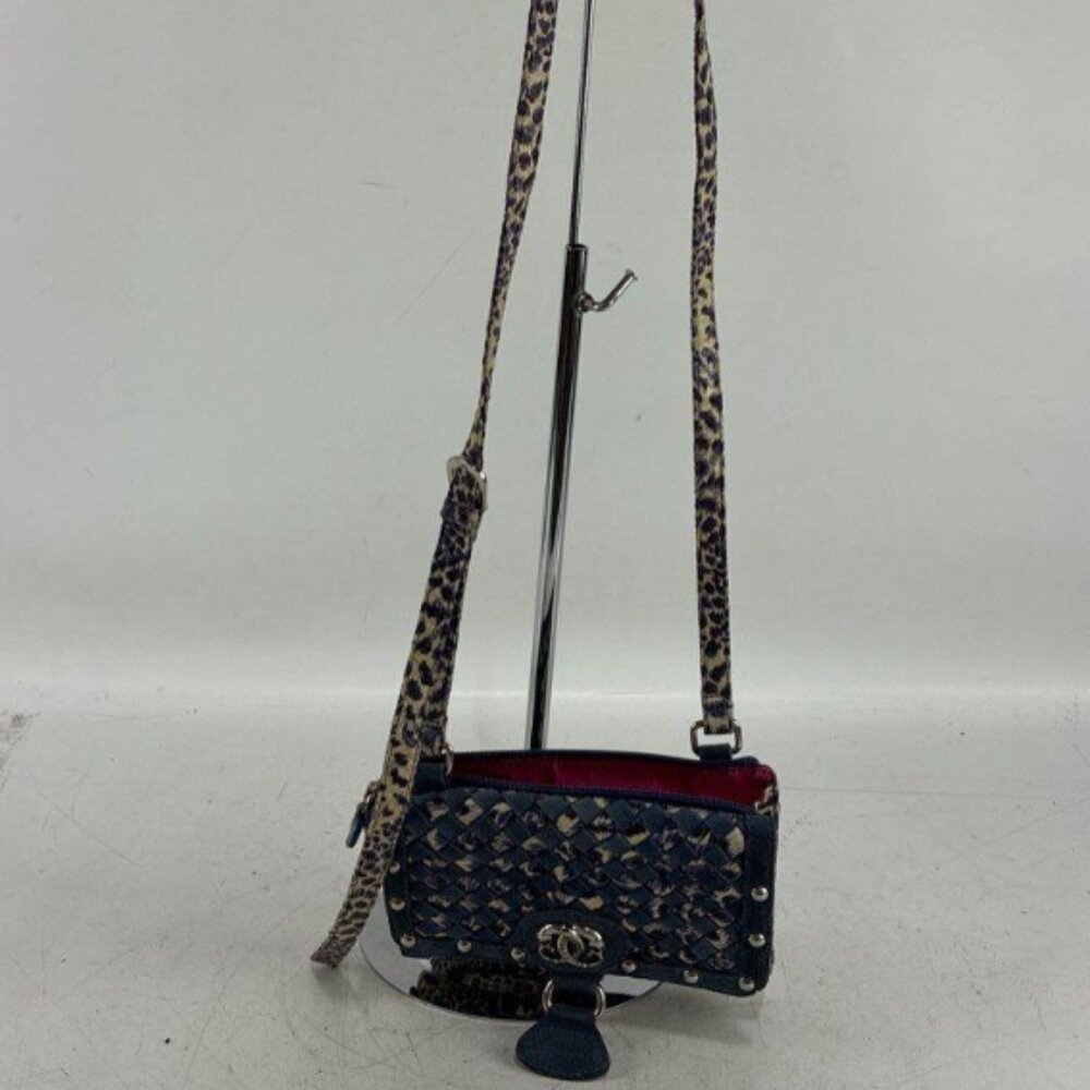 Sharif Blue Animal Print Cross Body Bag 9 x 6 x 4 Calfskin NWOT